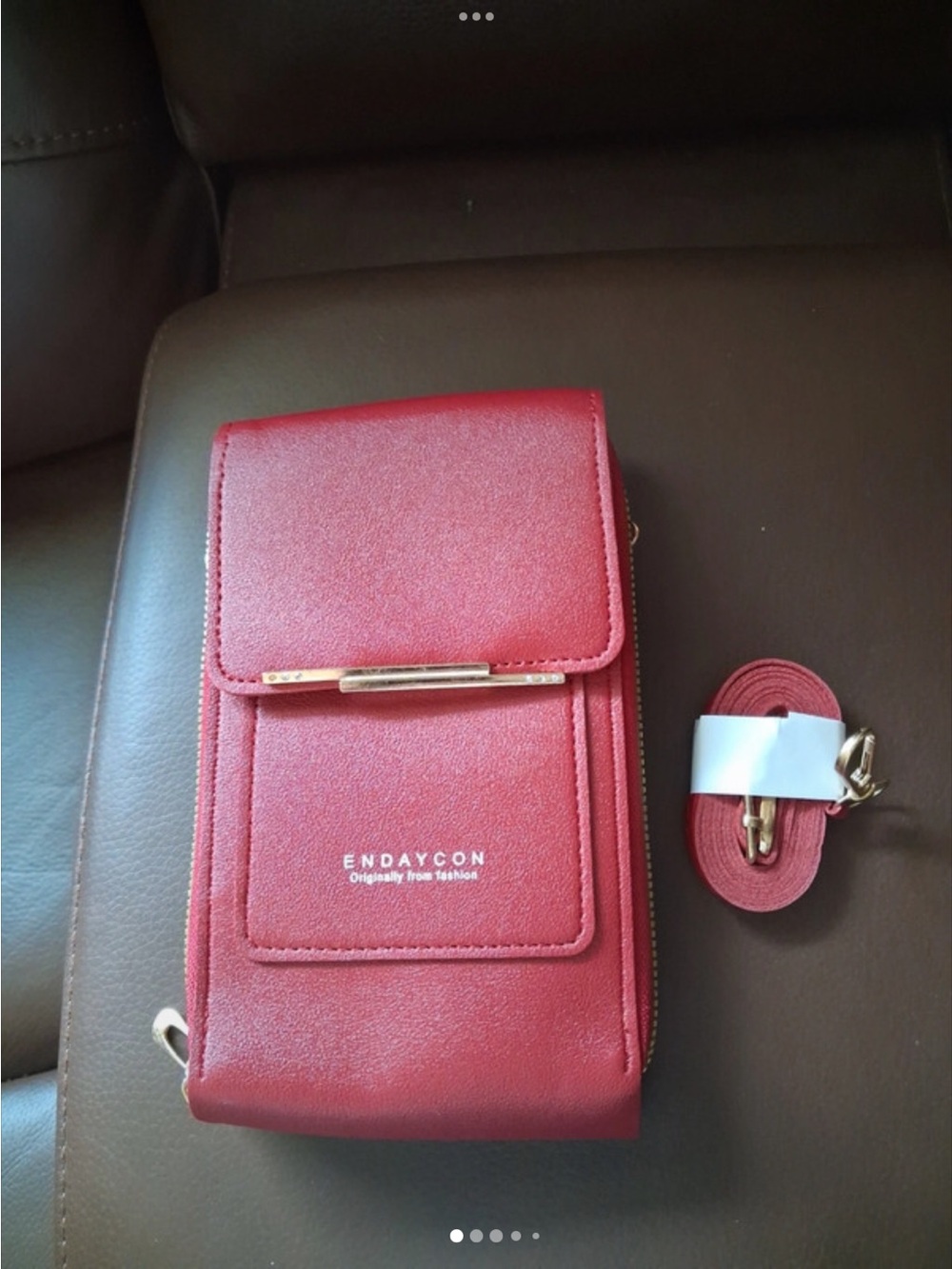 Red Crossbody Phone Bag with Removable Strap